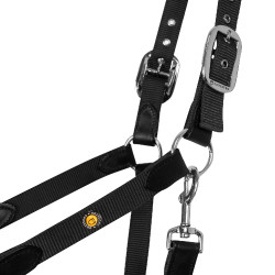 Ergonomisch halster van Equestro met lederen inzetstukken Zwart / zwart