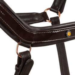 Gladhoofden in glad leer Equestro met roségouden gespen Donkerbruin Gladhoofden in glad leer Equestro met roségouden gespen Donkerbruin