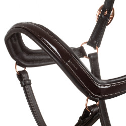 Gladhoofden in glad leer Equestro met roségouden gespen Donkerbruin Gladhoofden in glad leer Equestro met roségouden gespen Donkerbruin