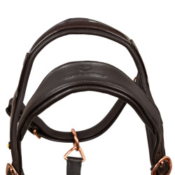 Gladhoofden in glad leer Equestro met roségouden gespen Donkerbruin Gladhoofden in glad leer Equestro met roségouden gespen Donkerbruin