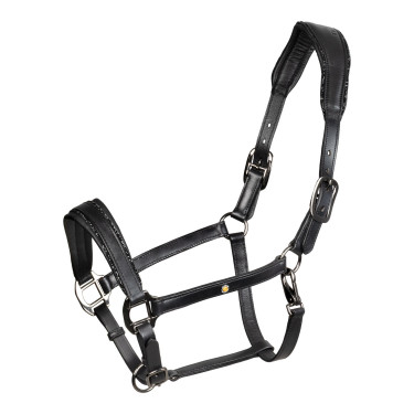 Anatomisch lederen halster Equestro Diamond Zwart
