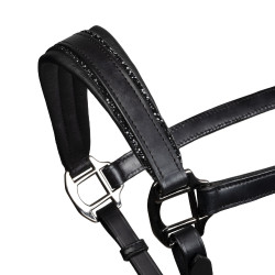 Anatomisch lederen halster Equestro Diamond Zwart