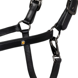 Anatomisch lederen halster Equestro Diamond Zwart