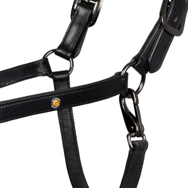 Anatomisch lederen halster Equestro Diamond Zwart