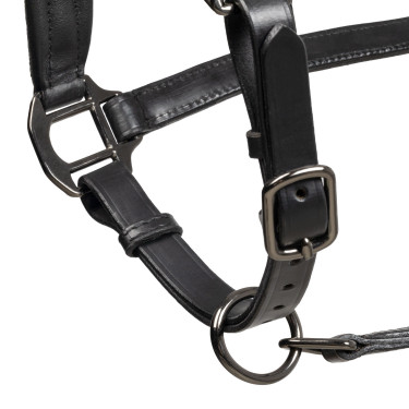 Anatomisch lederen halster Equestro Diamond Zwart