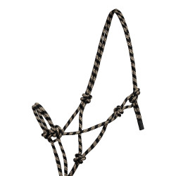 Pool’s koordhalster met knoop, met leadrope Beige / zwart