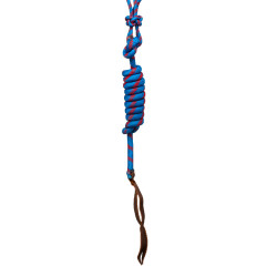 Pool’s koordhalster met knoop, met leadrope Lichtblauw / rood