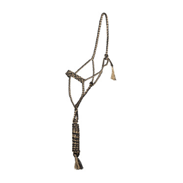 Pool’s touwhalster met brede neus met leadrope Zwart / beige