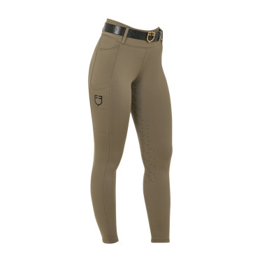 Dameslegging Equestro met hoge taille en riemlussen Walnoot Bruin