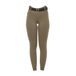 Dameslegging Equestro met hoge taille en riemlussen Walnoot Bruin