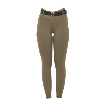 Dameslegging Equestro met hoge taille en riemlussen Walnoot Bruin