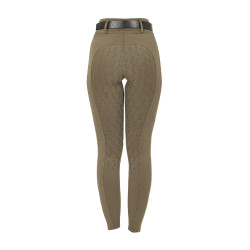 Dameslegging Equestro met hoge taille en riemlussen Walnoot Bruin