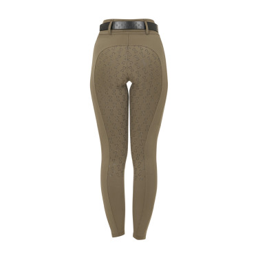 Dameslegging Equestro met hoge taille en riemlussen Walnoot Bruin