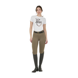 Dameslegging Equestro met hoge taille en riemlussen Walnoot Bruin