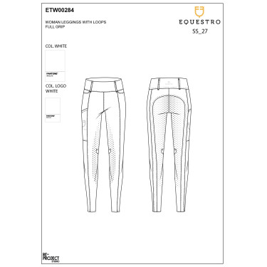Dameslegging Equestro met hoge taille en riemlussen Wit Dameslegging Equestro met hoge taille en riemlussen Wit