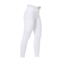 Dameslegging Equestro met hoge taille en riemlussen Wit Dameslegging Equestro met hoge taille en riemlussen Wit