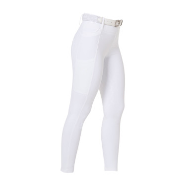 Dameslegging Equestro met hoge taille en riemlussen Wit Dameslegging Equestro met hoge taille en riemlussen Wit