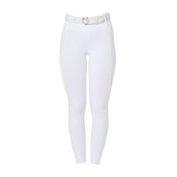 Dameslegging Equestro met hoge taille en riemlussen Wit Dameslegging Equestro met hoge taille en riemlussen Wit