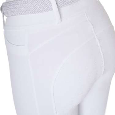 Dameslegging Equestro met hoge taille en riemlussen Wit Dameslegging Equestro met hoge taille en riemlussen Wit