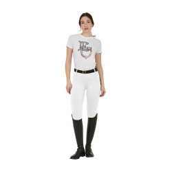 Dameslegging Equestro met hoge taille en riemlussen Wit Dameslegging Equestro met hoge taille en riemlussen Wit