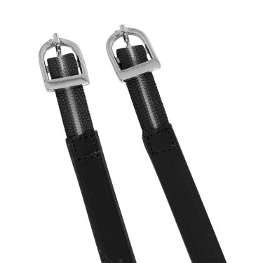 Equestro sporenriemen van leer met elastische inzetstukken Zwart Equestro sporenriemen van leer met elastische inzetstukken Zwart