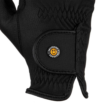 Unisex Equestro handschoenen, gewatteerd, van synthetisch leer met klittenbandsluiting Zwart Unisex Equestro handschoenen, gewatteerd, van synthetisch leer met klittenbandsluiting Zwart