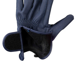 Unisex Equestro handschoenen, gewatteerd, van synthetisch leer met klittenbandsluiting Marine Marineblauw