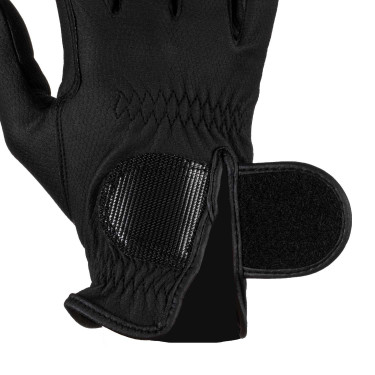 Uniseks Equestro handschoenen van synthetisch leer met klittenbandsluiting Zwart Uniseks Equestro handschoenen van synthetisch leer met klittenbandsluiting Zwart