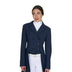 Damesfrac Equestro in technische stof met strass Marineblazer Marineblauw