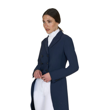 Damesfrac Equestro in technische stof met strass Marineblazer Marineblauw
