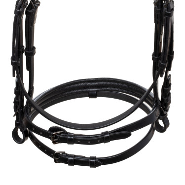 Anatomisch Equestro hoofdstel van leer Zwart