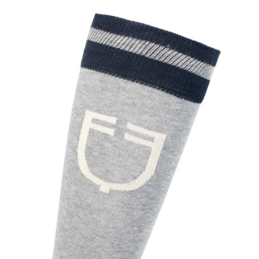 Unisex Equestro College sokken van technische stof Gemêleerd grijs / navy blazer / antiek wit