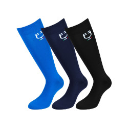 Technische sokken Equestro x FISE per 3 Zwart / marine / Savoisch blauw Wit