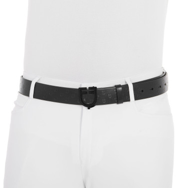 Equestro leren riem paardrijden – zwart met logogesp