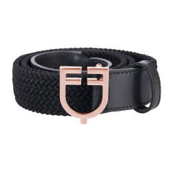 Elastische leren rijriem met roségouden gesp | Equestro