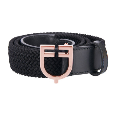 Elastische leren rijriem met roségouden gesp | Equestro