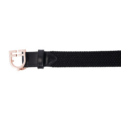 Elastische leren rijriem met roségouden gesp | Equestro