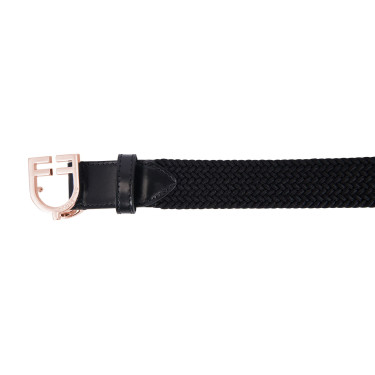 Elastische leren rijriem met roségouden gesp | Equestro