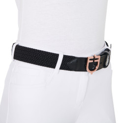 Elastische leren rijriem met roségouden gesp | Equestro