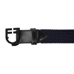 Elastische Equestro-riem met zwarte logogesp Marine Marineblauw