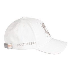 Damespet Equestro met strasslogo Wit