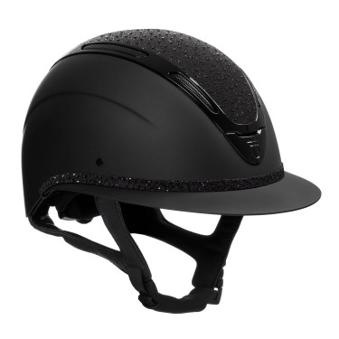 Dameshelm Equestro Apocalypse mat schalen met strass EN 1384-2023 Zwart / zwart