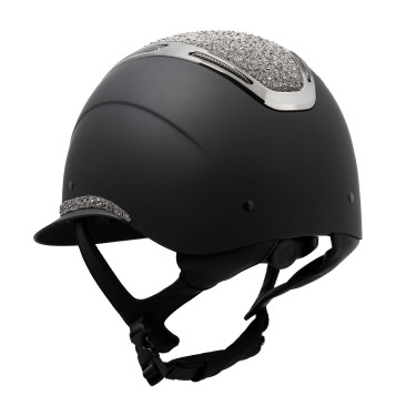 Dameshelm Equestro Apocalypse mat schalen met strass EN 1384-2023 Zwart / gunmetal Grijs