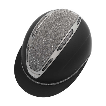Dameshelm Equestro Apocalypse mat schalen met strass EN 1384-2023 Zwart / gunmetal Grijs