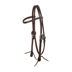 Western hoofdstel Lakota met decoratieve zilveren gespen Geolied Bruin