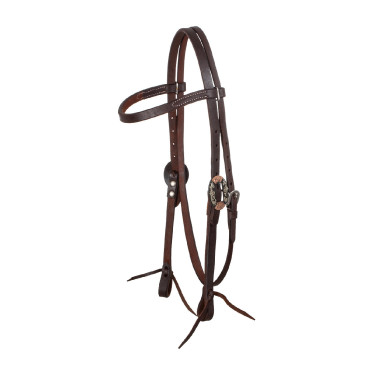 Western hoofdstel Lakota met decoratieve zilveren gespen Geolied Bruin