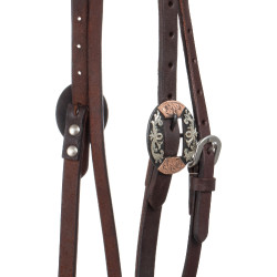 Western hoofdstel Lakota met decoratieve zilveren gespen Geolied Bruin