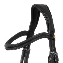 Hoofdstel met anatomisch kopstuk Equestro met gevoerde neusriem Zwart