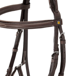 Equestro hoofdstel met Mexicaanse neusriem en synthetisch lamsvel Donkerbruin