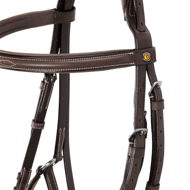 Equestro hoofdstel met Mexicaanse neusriem en synthetisch lamsvel Donkerbruin